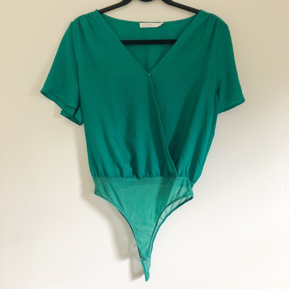 Lush Front Wrap Flutter Sleeve Bodysuit